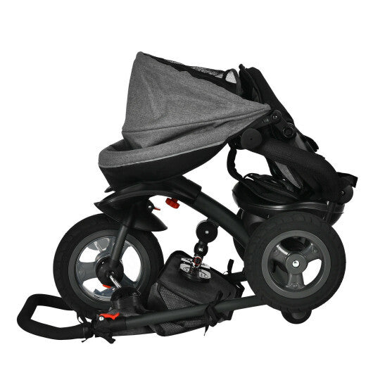 -1 Baby Folding Tricycle Stroller Folding Tricycle with Rotatable Seat - Gray