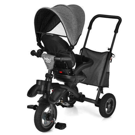 -1 Baby Folding Tricycle Stroller Folding Tricycle with Rotatable Seat - Gray