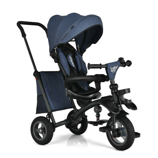 -1 Baby Folding Tricycle Stroller Folding Tricycle with Rotatable Seat - Gray