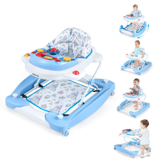 1 Foldable Baby Walker Adjustable Height Folding Baby Walker - Blue