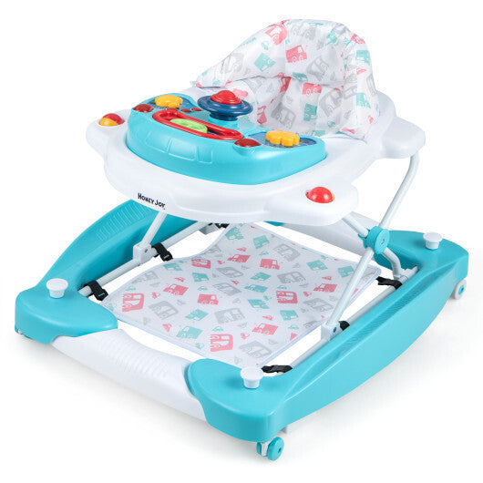 1 Foldable Baby Walker Adjustable Height Folding Baby Walker - Blue