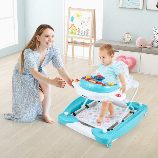 1 Foldable Baby Walker Adjustable Height Folding Baby Walker - Blue