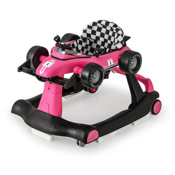 -1 Foldable Activity Push Walker Adjustable Height Folding Baby Walker - Pink