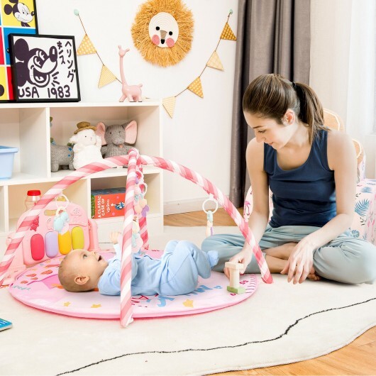 Baby Activity Play Piano Gym Mat Baby Activity Piano Gym Mat with Hanging Toys-Blue