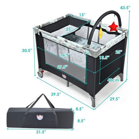 Portable Baby Playard Playpen Nursery Center Portable Playard with Changing Station