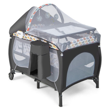 -1 Portable Baby Playard 5-in-1 Baby Playard with Bassinet and Canopy