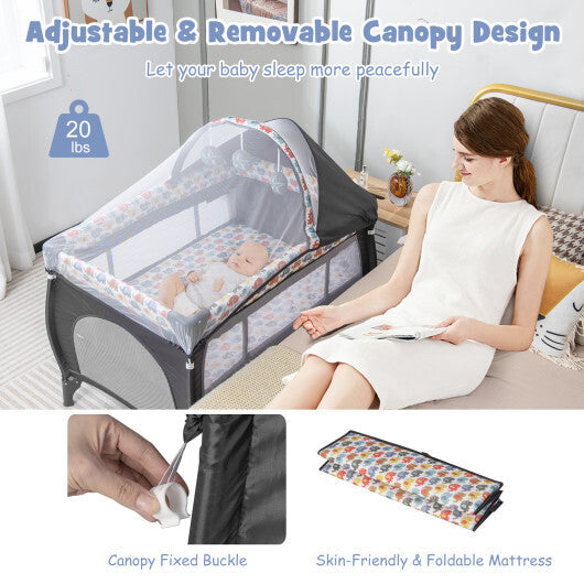 -1 Portable Baby Playard 5-in-1 Baby Playard with Bassinet and Canopy