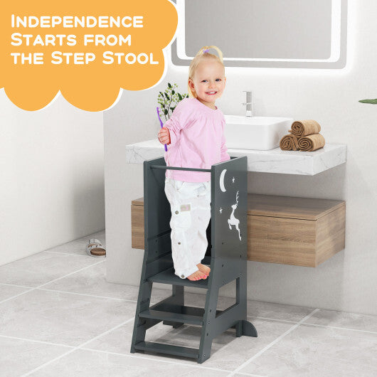 Toddler Kitchen Stool Helper Baby Standing Tower Toddler Kitchen Stool Helper Baby Standing Tower with Chalkboard and W