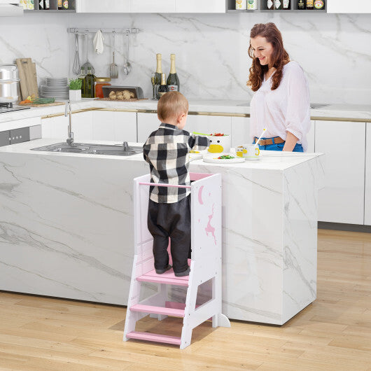 Toddler Kitchen Stool Helper Baby Standing Tower Toddler Kitchen Stool Helper Baby Standing Tower with Chalkboard and W