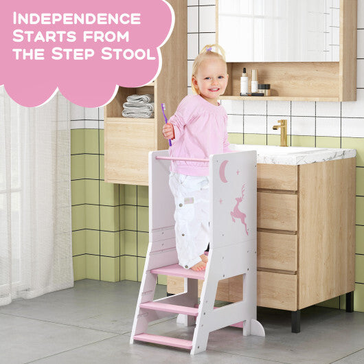 Toddler Kitchen Stool Helper Baby Standing Tower Toddler Kitchen Stool Helper Baby Standing Tower with Chalkboard and W