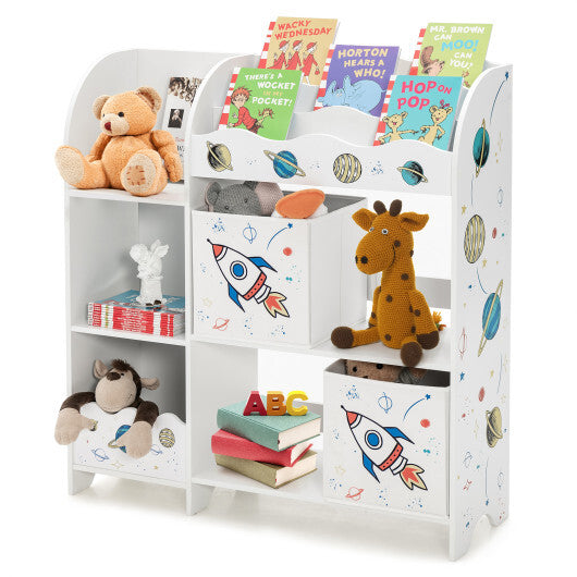 Wooden Children Storage Cabinet Wooden Storage Cabinet with Bins - White