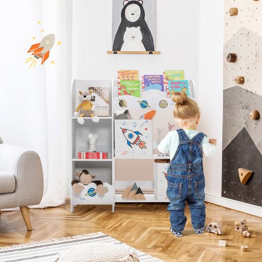 Wooden Children Storage Cabinet Wooden Storage Cabinet with Bins - White