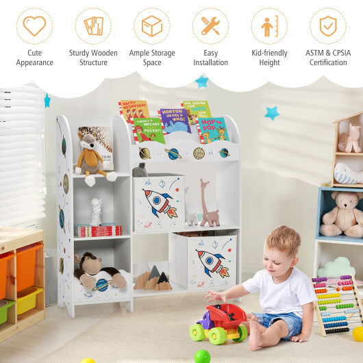 Wooden Children Storage Cabinet Wooden Storage Cabinet with Bins - White