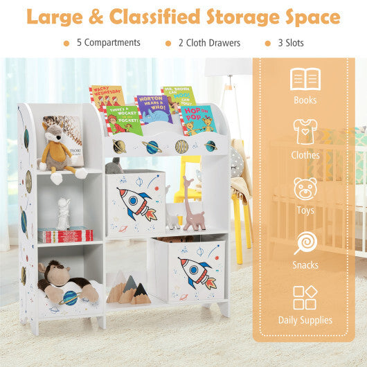 Wooden Children Storage Cabinet Wooden Storage Cabinet with Bins - White