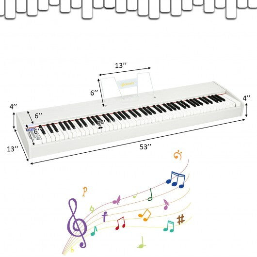 88-Key Full Size Digital Piano Weighted Keyboard Full Size Digital Piano with Sustain Pedal - White