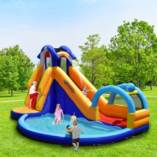 Inflatable Bouncy House Inflatable Bouncy House with Slide and Splash Pool without Blower - Co