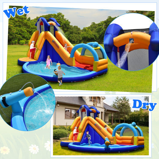 Inflatable Bouncy House Inflatable Bouncy House with Slide and Splash Pool without Blower - Co