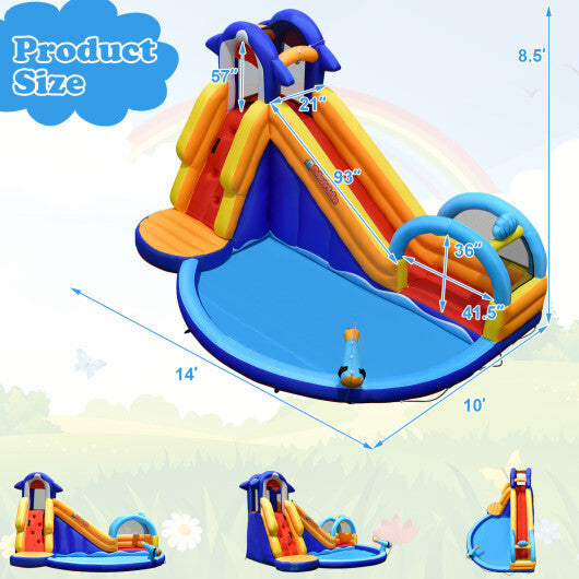 Inflatable Bouncy House Inflatable Bouncy House with Slide and Splash Pool without Blower - Co