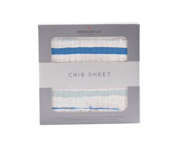 Ocean Stripe Cotton Muslin Crib Sheet