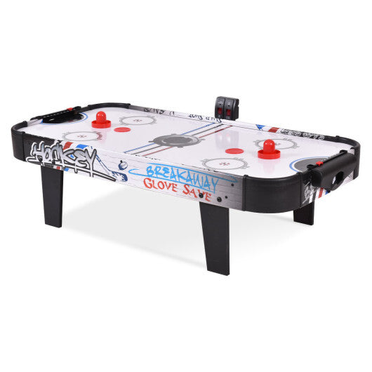 42 Inch Air Powered Hockey Table Top Scoring 2 Pushers - Color Air Powered Hockey Table with 2 Pushers-White