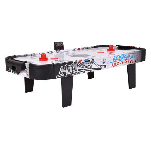 42 Inch Air Powered Hockey Table Top Scoring 2 Pushers - Color Air Powered Hockey Table with 2 Pushers-White