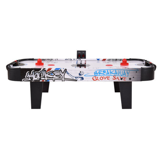 42 Inch Air Powered Hockey Table Top Scoring 2 Pushers - Color Air Powered Hockey Table with 2 Pushers-White