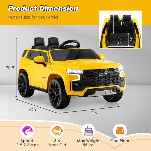 12V Kids Ride 12V Kids Ride-On Car with Remote Control-Yellow