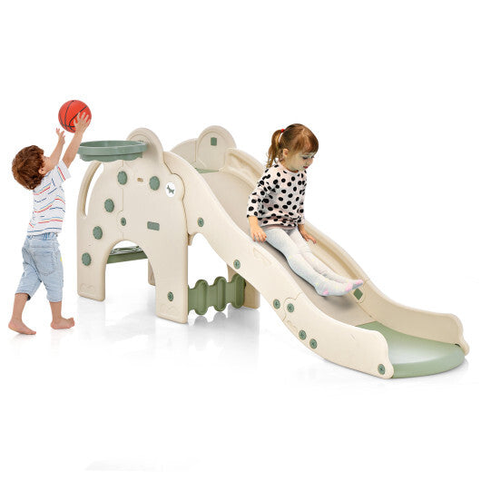 -1 Toddler Slide Kids Play Slide 4-in-1 Toddler Slide with Elephant Shape-Green