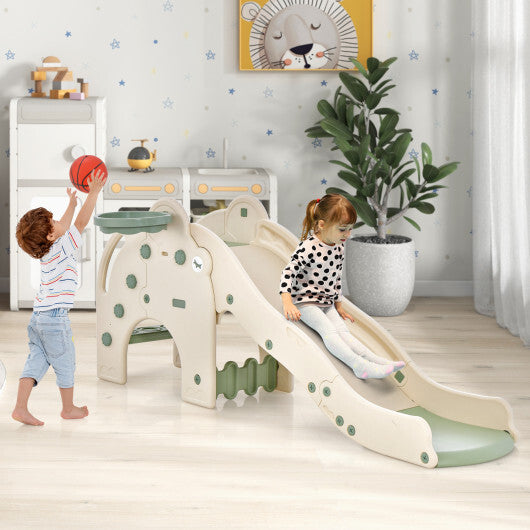 -1 Toddler Slide Kids Play Slide 4-in-1 Toddler Slide with Elephant Shape-Green