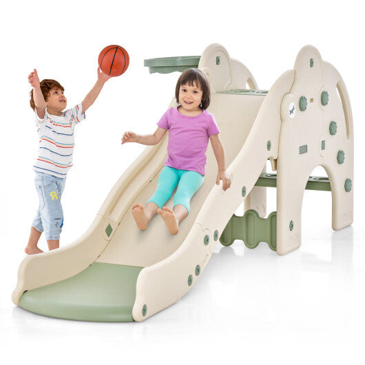 -1 Toddler Slide Kids Play Slide 4-in-1 Toddler Slide with Elephant Shape-Green