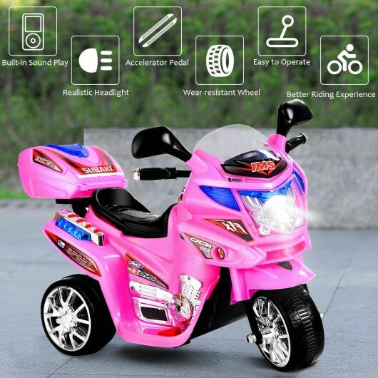 3 Wheel Kids 6V Battery Powered Electric Toy Motorcycle-pink - Color 3 Wheel Kids 6V Battery Powered Electric Toy Motorcycle-pink - Color: 