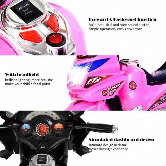 3 Wheel Kids 6V Battery Powered Electric Toy Motorcycle-pink - Color 3 Wheel Kids 6V Battery Powered Electric Toy Motorcycle-pink - Color: 