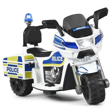 6V 3-Wheel Kids Police Ride 6V Kids 3-Wheel Police Motorcycle with Backrest