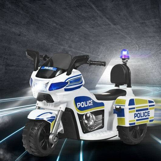 6V 3-Wheel Kids Police Ride 6V Kids 3-Wheel Police Motorcycle with Backrest