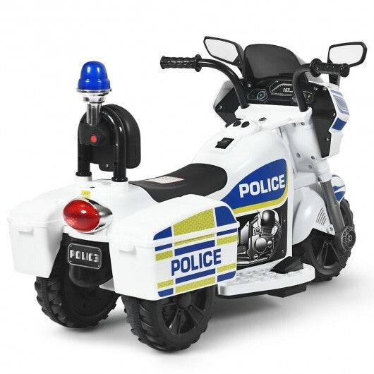 6V 3-Wheel Kids Police Ride 6V Kids 3-Wheel Police Motorcycle with Backrest