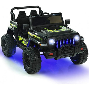 12V Kids Ride- 12V Kids Ride-on Jeep Car with 2.4 G Remote Control-Black & Green - Co