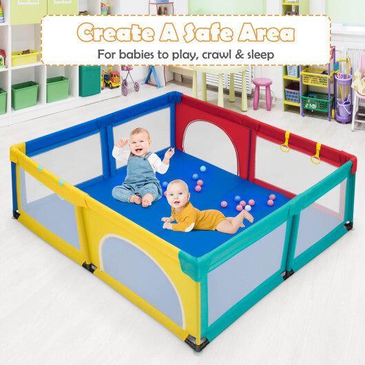 Large Infant Baby Playpen Safety Play Center Yard Playpen with Ocean Balls - Multicolor