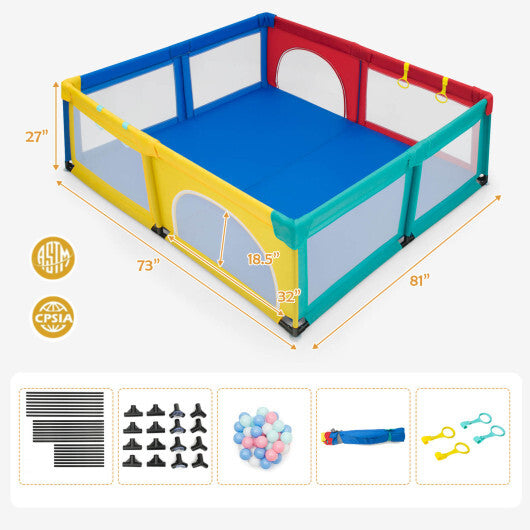 Large Infant Baby Playpen Safety Play Center Yard Playpen with Ocean Balls - Multicolor