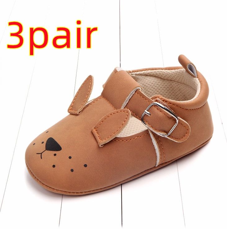 autumn cartoon animal baby shoes matte leather Animal Leather Shoes