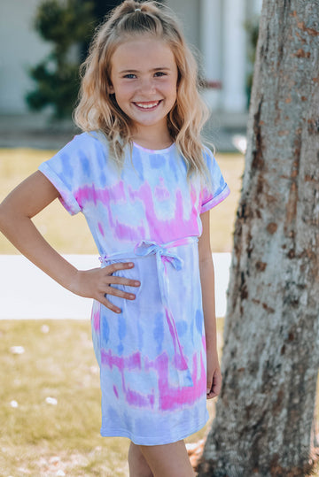 Girls Tie-Dye Belted Tie-Dye Belted T-Shirt Dress