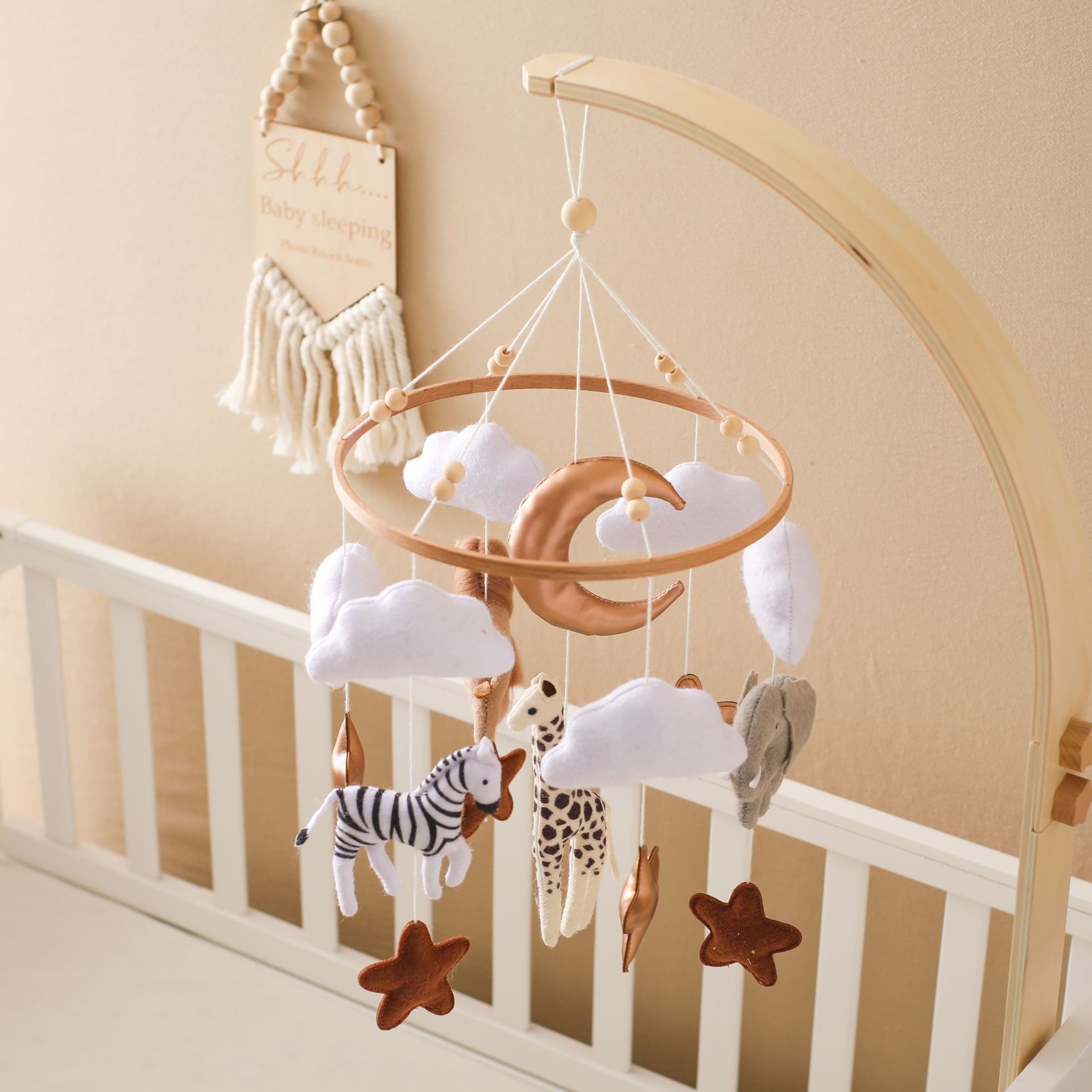 Room Hand-eye Coordination Decoration Wind Chimes Crib Felt Forest Animal Cloud Moon Bed Bell Wind Chimes Crib