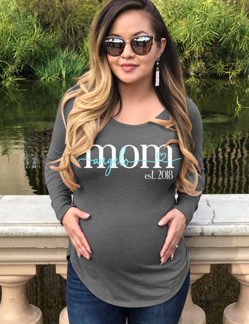 Mom Est. Custom Names & Date Maternity Shirt